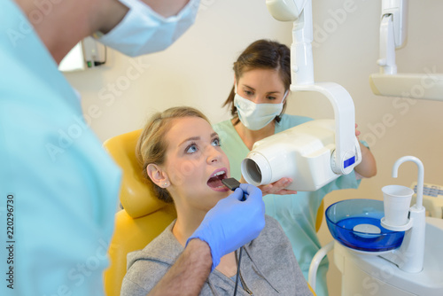 Woman having dental xray