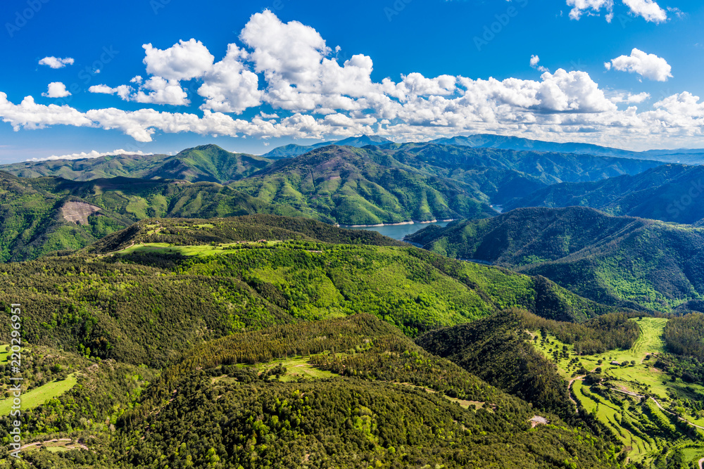 Amazing summer landscape (Collsacabra Mountains, view from Sanctuary of Far, Catalonia, Spain)