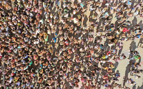 Quadro em tela Aerial people crowd background