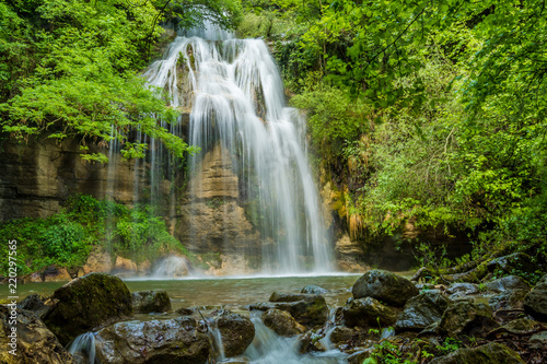 Fototapeta Naklejka Na Ścianę i Meble -  Beautiful waterfall (Salt del Roure, Catalonia, Spain, Garrotxa Province)