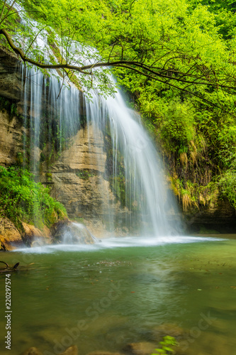 Beautiful waterfall (Salt del Roure, Catalonia, Spain, Garrotxa Province) photo