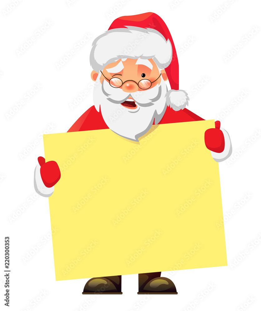 Santa Claus holding banner Santa Claus holding banner