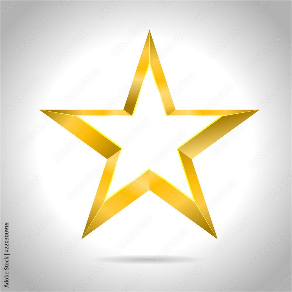 Obraz premium Star Vector realistic metallic golden isolated yellow 3D