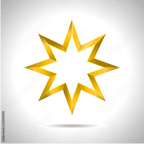 Star Vector realistic metallic golden isolated yellow 3D