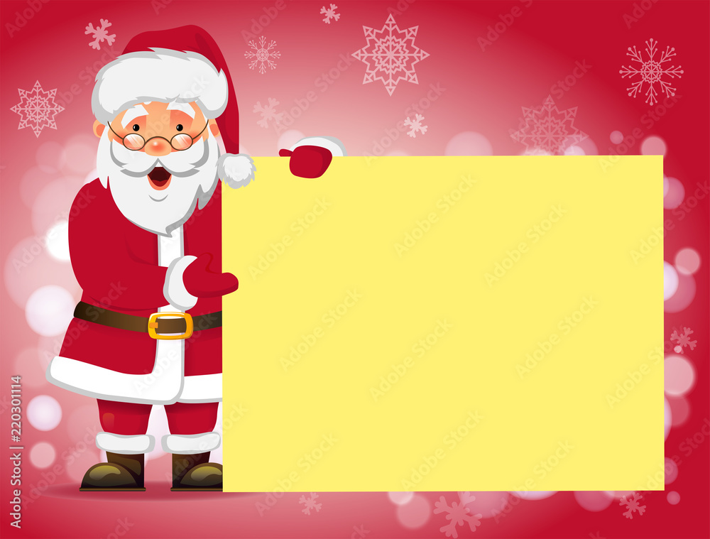 Santa Claus holding banner Santa Claus holding banner