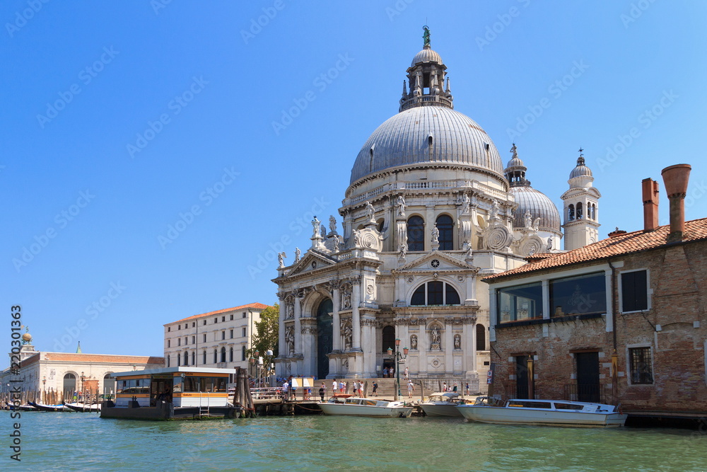 VENICE, ITALY - July 25 2018: View on the Basilica di Santa Maria della Salute from the water