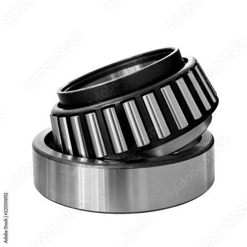 Slika na platnu Stainless steel thrust conical bearing isolated on white background