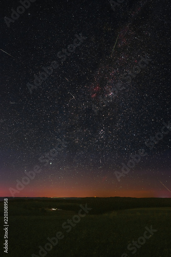 The Perseid meteor shower on August 13, 2018, photographed from the summit of the Witthoh near Tuttlingen in Germany.
