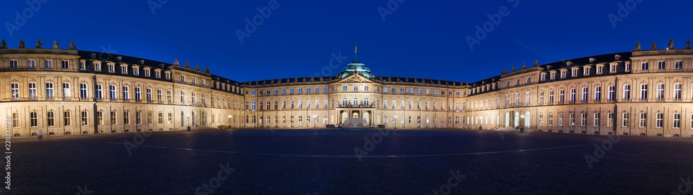 new castle stuttgart germany in the evening high definition panorama