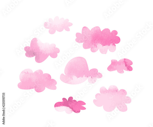 vector watercolor pink fluffy clouds