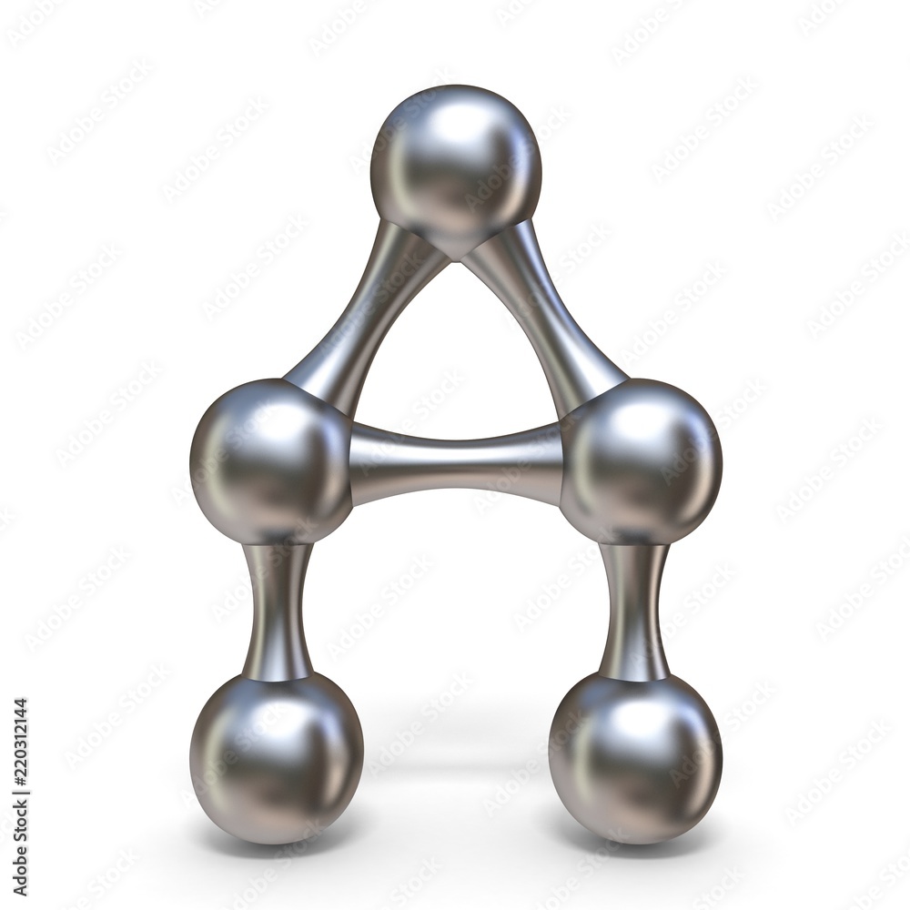 Steel molecular font Letter A 3D Steel molecular font Letter A 3D