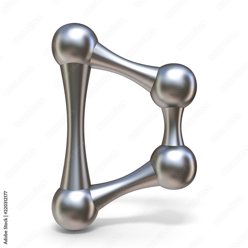 Steel molecular font Letter D 3D Steel molecular font Letter D 3D