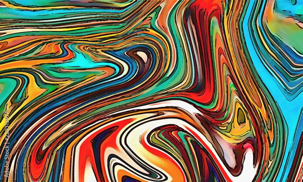 Abstract acrylic background. Watercolor texture. Psychedelic crazy art. Unusual design pattern. Warm and very bright colors.