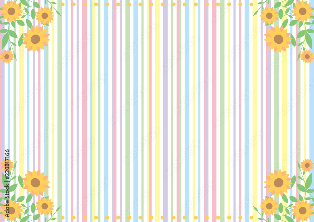 Obraz premium ヒマワリ パステルカラーストライプ背景