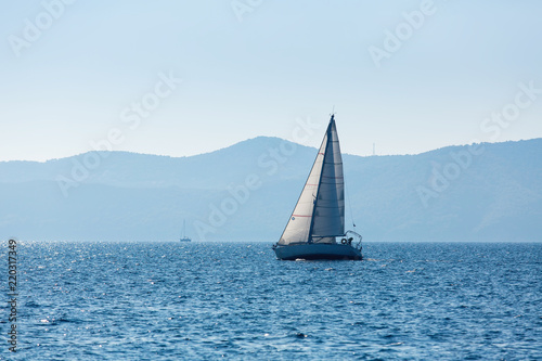 Sailing yacht boat at the Sea. Luxury cruise yachting. © De Visu