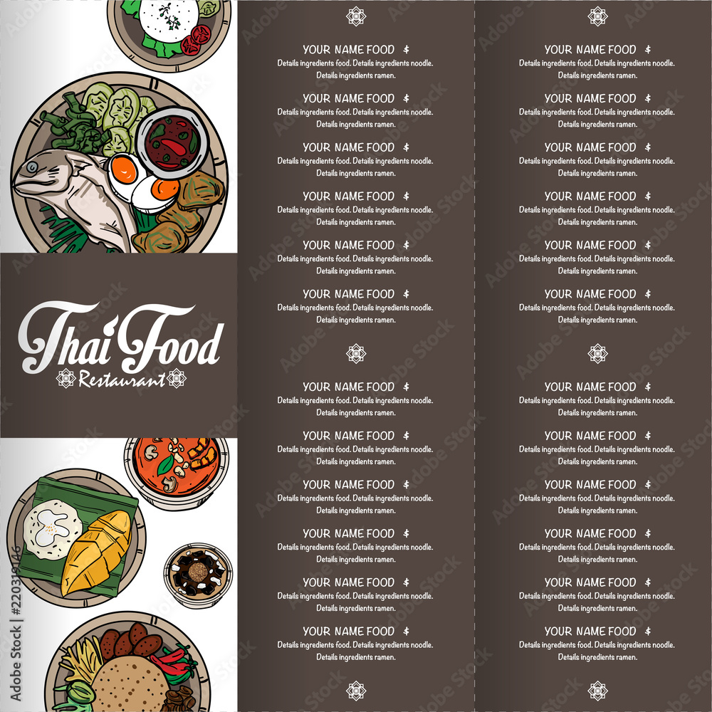 Obraz premium menu thai food design template graphic