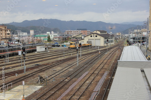 高山駅構内から見た北(富山駅)方向の風景(岐阜県)