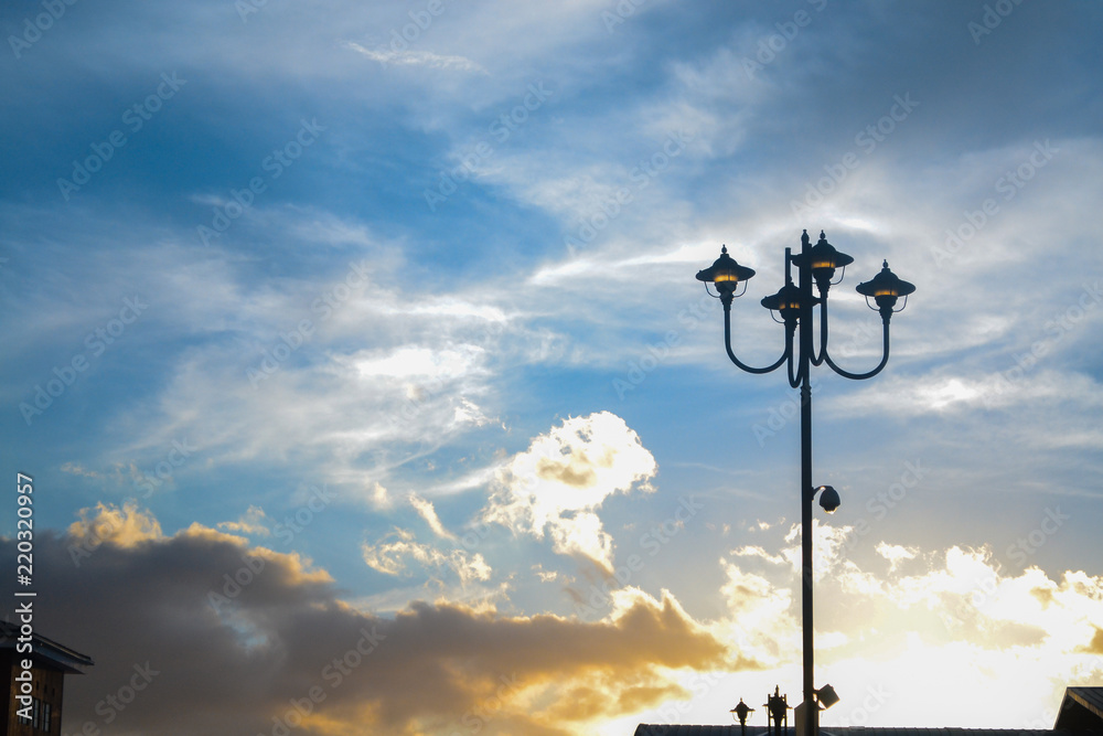 lamp in the sunset