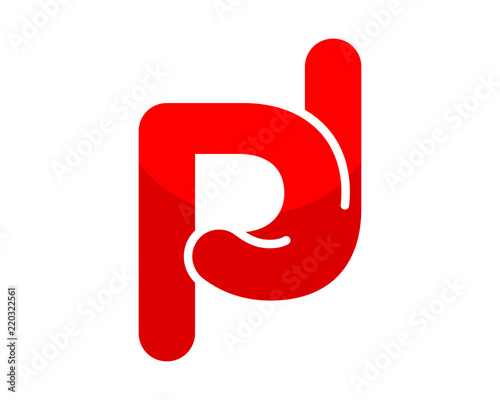 red initial typography alphabet font typeset logotype image vector icon