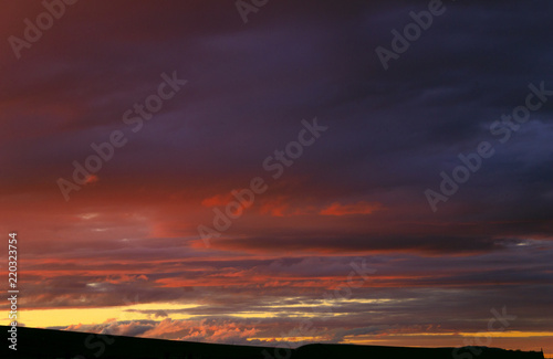 the sunset on the lake near the village Vlas evo