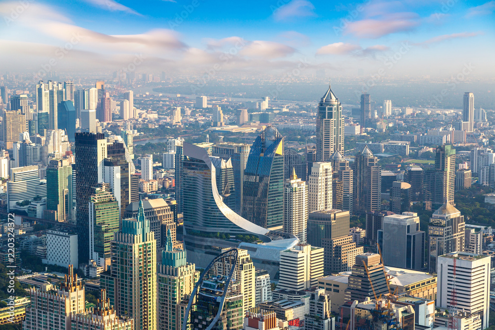 Obraz premium Widok z lotu ptaka na Bangkok
