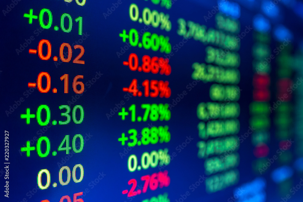 Stock market graph analysis. Stock market data on LED display on laptop screen for finance and economic. Business graph background. Stock market graph analysis. Stock market data on LED display on laptop screen for finance and economic. Business graph background.