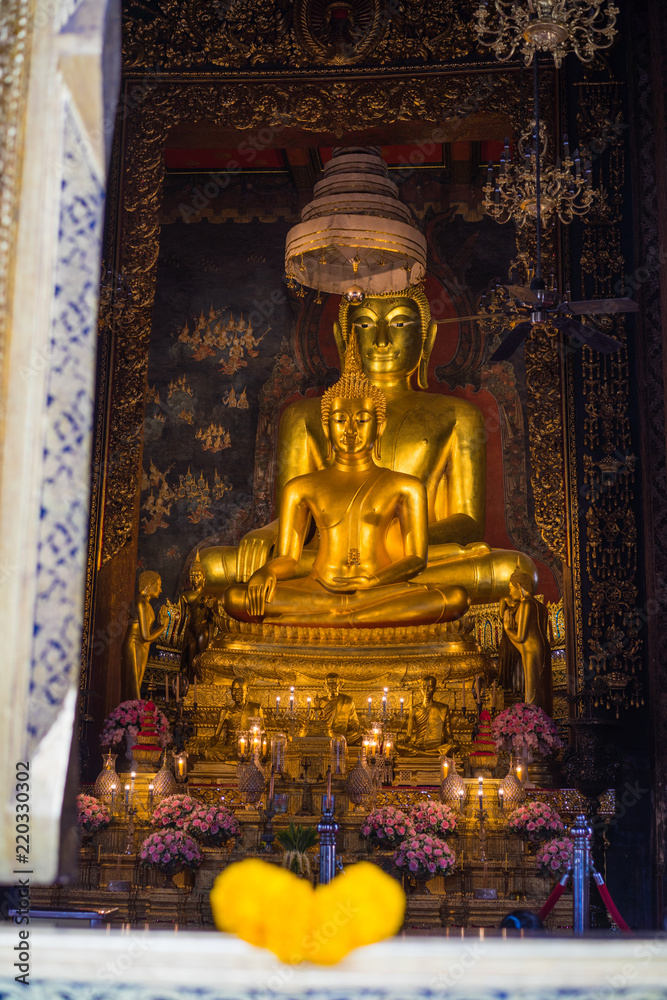 Principle Buddha image in Chapel. The attitude of subduing Mara. Seated Buddha image. Principle Buddha image in Chapel. The attitude of subduing Mara. Seated Buddha image.