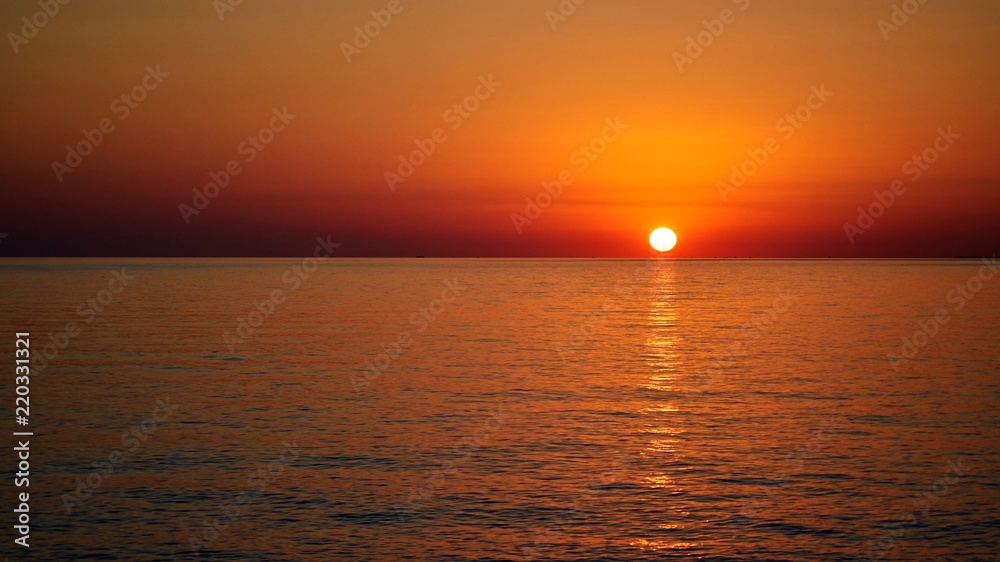 Nice sunset on the Black Sea in Sochi