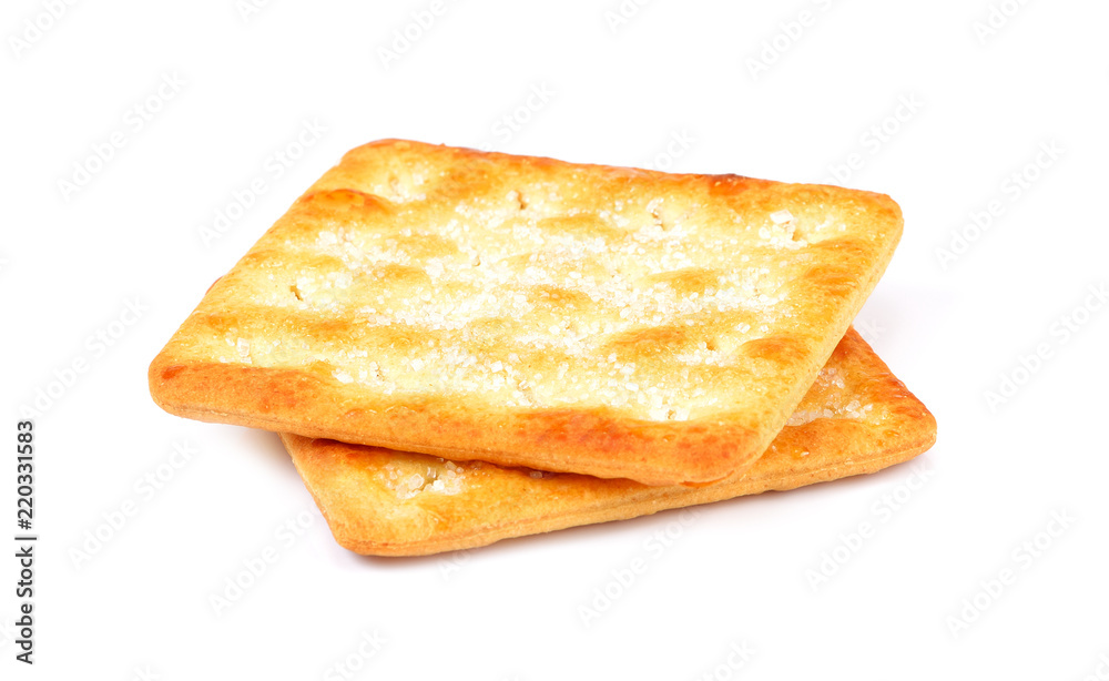 Crackers with sugar on white background Crackers with sugar on white background