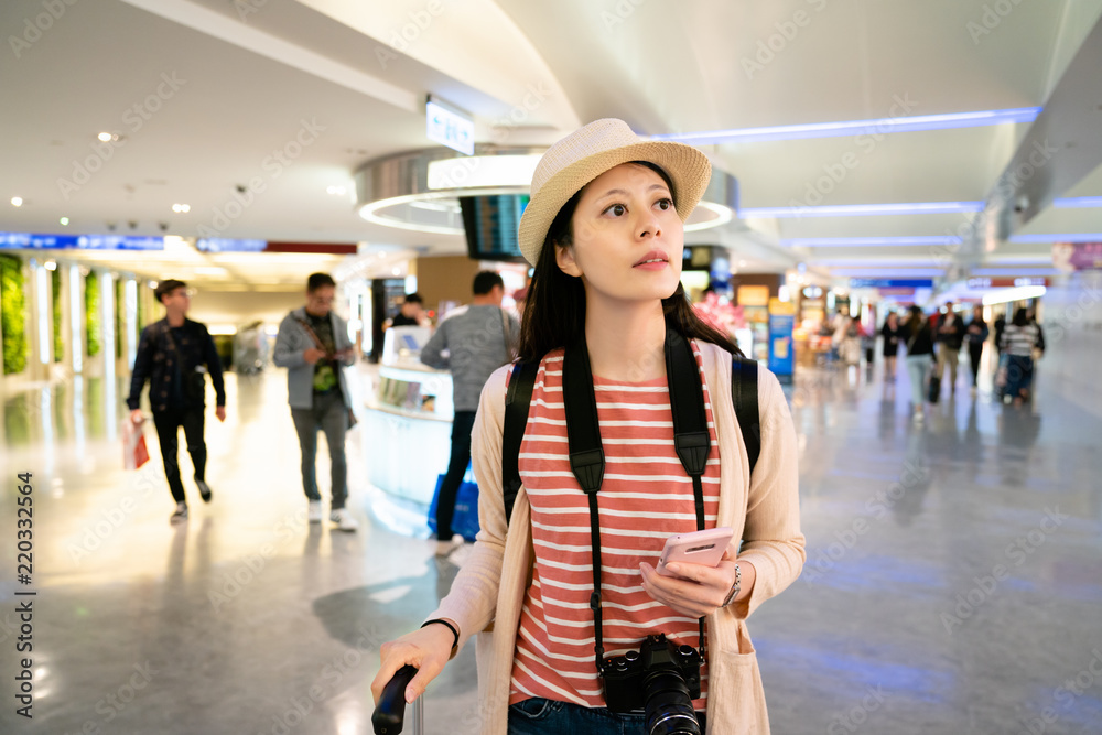 Fototapeta premium visitor searching something in service counter.