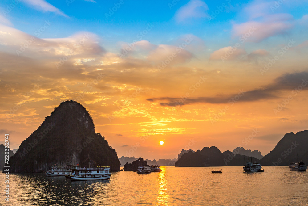 Sunset in Halong bay, Vietnam