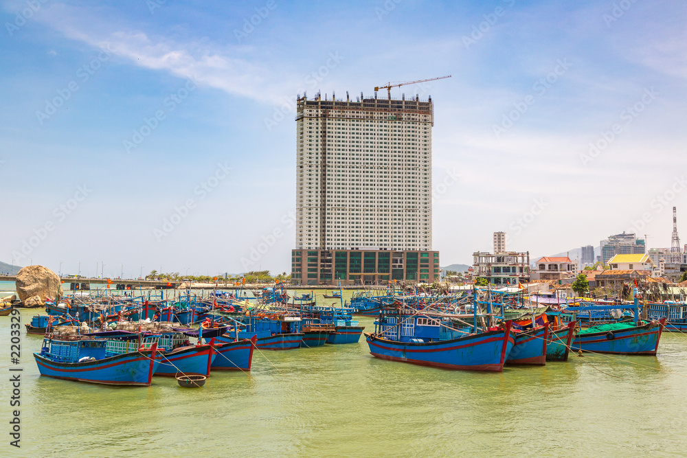 Obraz premium Fishing boats in Nha Trang, Vietnam