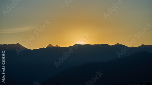 Nice sunrise in the mountains of Sochi