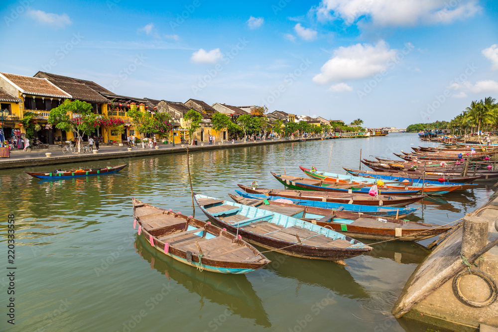 Traditional boats in Hoi An, Vietnam