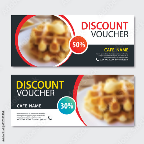 Discount voucher dessert waffle in template design.