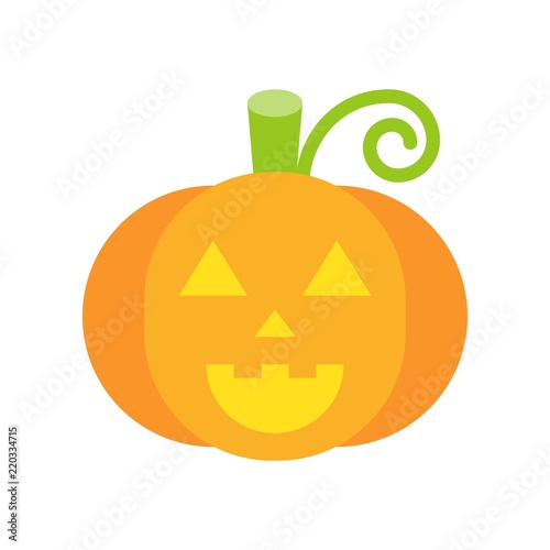 smile pumpkin, jack o lantern, halloween character set icon, flat design 