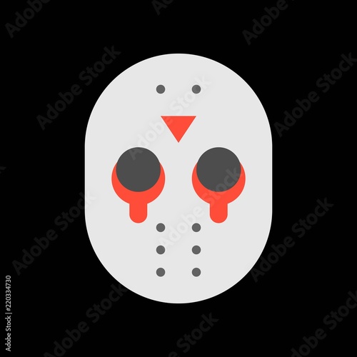 bloody murderer mask, halloween character set icon, flat design 