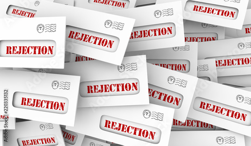 Rejection Bad News Rejected Letter Envelopes 3d Illustration photo