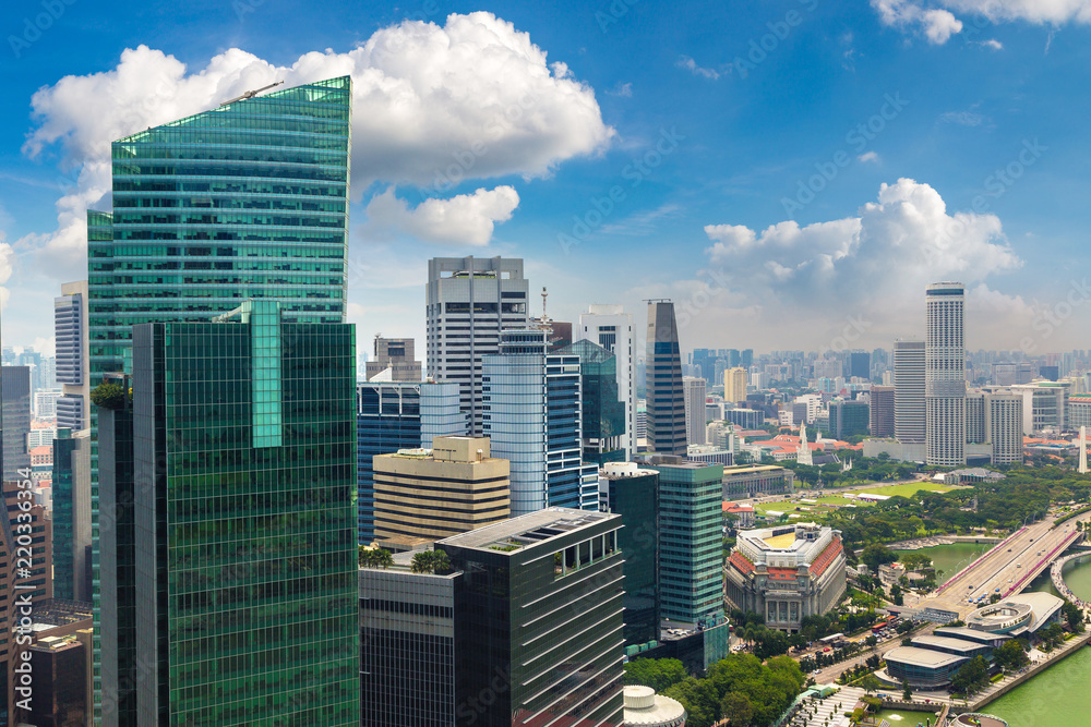 Naklejka premium Panoramiczny widok na Singapur