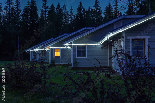 Summer houses in the evening