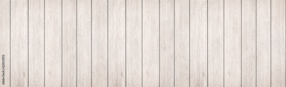 Obraz premium Panorama of white wood wall background and texture