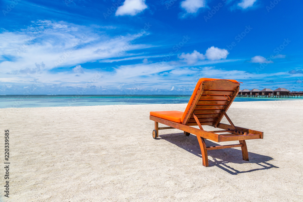 Wooden sunbed in the Maldives