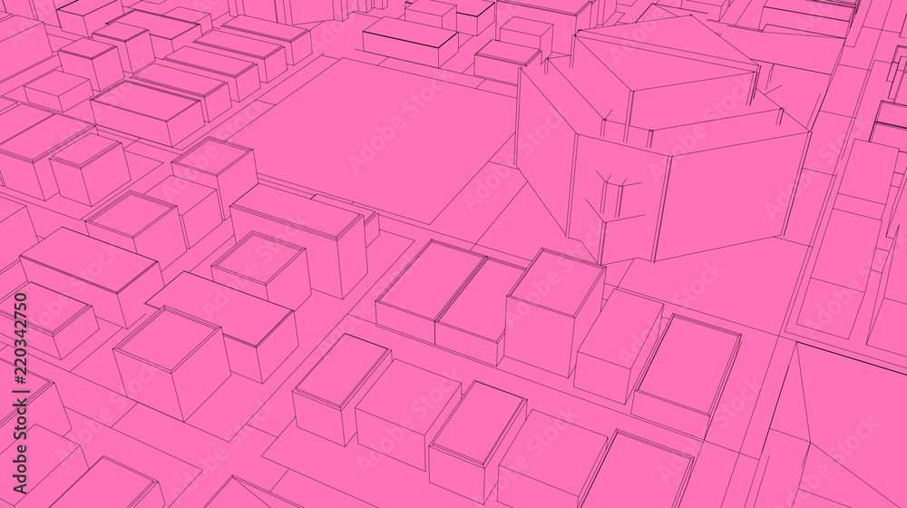 3D Sketch city render 3D Sketch city render