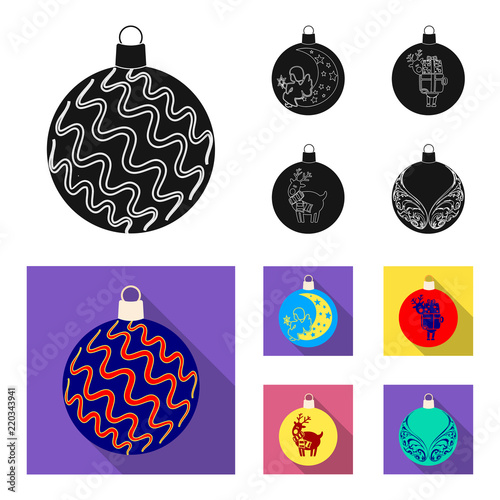 New Year Toys black,flat icons in set collection for design.Christmas balls for a treevector symbol stock web illustration.