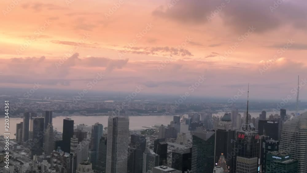 Spectacular New York city skyscraper skyline sunset timelapse Spectacular New York city skyscraper skyline sunset timelapse