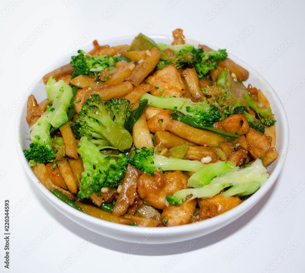 Chicken, potatoes and broccoli. Chicken, potatoes and broccoli.