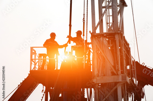 Oil drilling exploration, the oil workers are working