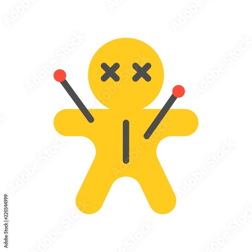 voodoo doll, halloween character set icon, flat design 