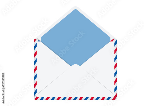 開封されたエアメールのイラスト素材　ベクター｜Airmail
