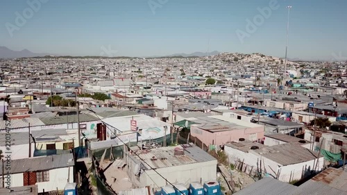 Aerial view over township in South Africa photo